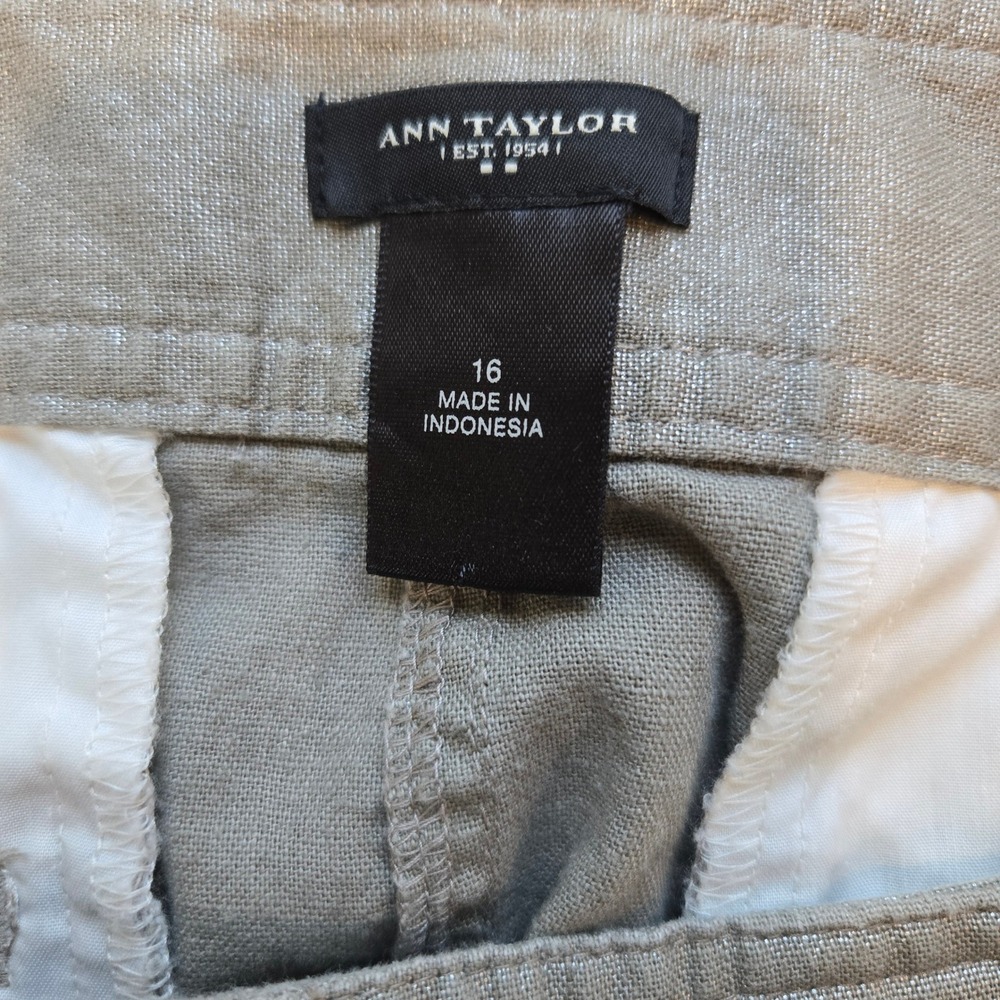 Loft Size 6 Linen‎ Blend Skirt Taupe Career Casual Metalliccore Futuristicore - Picture 2 of 7